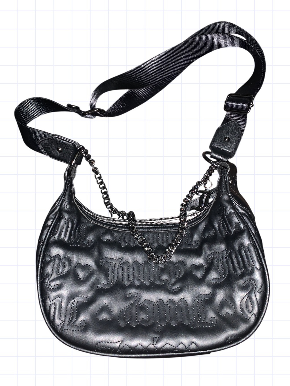 Juicy Couture Vintage Black Quilted Logo Crossbody Bag